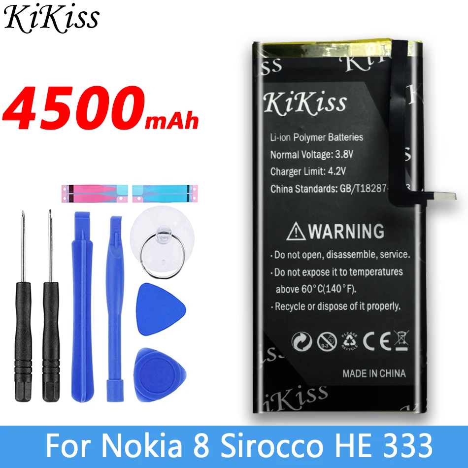 Оригинален KiKiss 4500 mah HE333 За Nokia 8 Nokia8 Sirocco HE 333 Смарт Мобилен Телефон, Батерия с Голям Капацитет 0