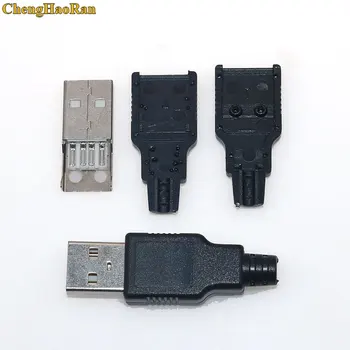 ChengHaoRan 1 комплект само USB Тип A Штекерный конектор В Събирането на Адаптер USB 2,0 Штекерная Контакт С Пластмасов Корпус, Опашка 3 в 1