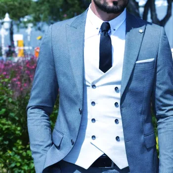 Класически оборудвана Смокинг Младоженеца с ревера, Смокинги за младоженеца, Мъжки костюми за сватбени тържества/абитуриентски бал, Най-добър Мъжки Сако (Яке + панталон + вратовръзка + жилетка) A231